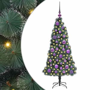 vidaXL K&uuml;nstlicher vorbeleuchteter Weihnachtsbaum mit Kugelset Gr&uuml;n