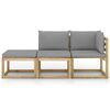 vidaXL 3-tlg. Garten-Lounge-Set mit Grauen Kissen