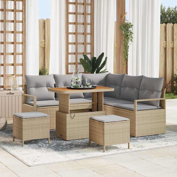 vidaXL Garten-Sofa-Set mit Kissen mit Kissen 8 pcs Beige und Hellgrau