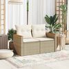 vidaXL Gartensofa mit Kissen 2-Sitzer Beige Poly Rattan