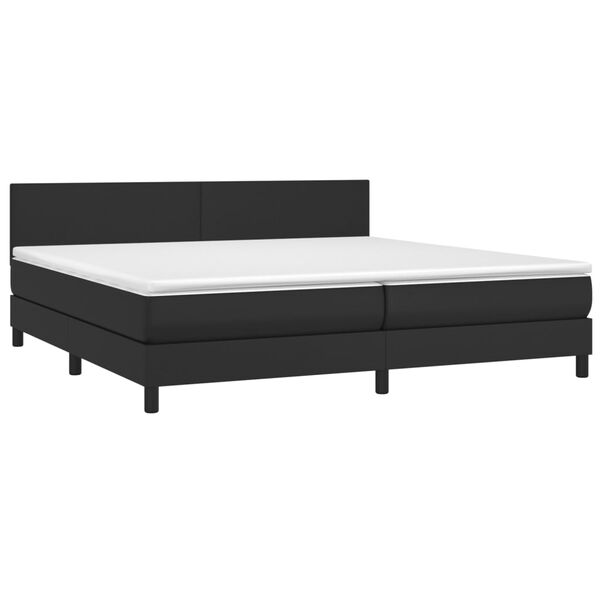 vidaXL Boxspringbett mit Matratze & LED Schwarz 200x200 cm Kunstleder