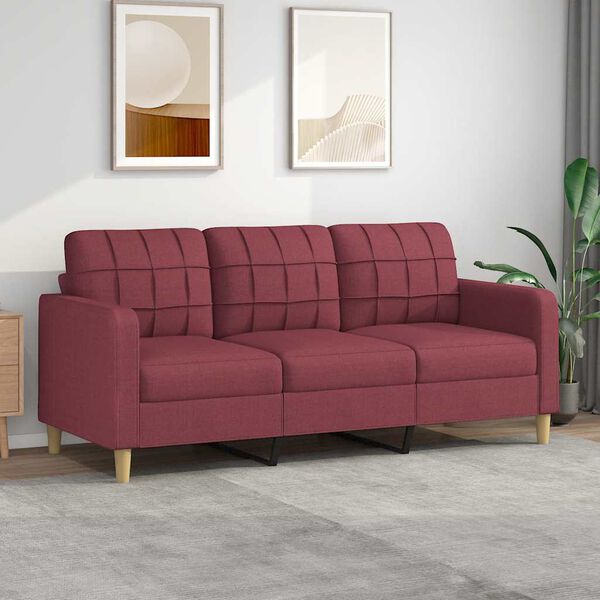 vidaXL 3-Sitzer-Sofa Weinrot 180 cm Stoff