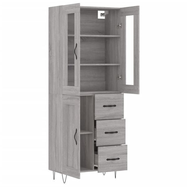 vidaXL Highboard Grau Sonoma 69,5x34x180 cm Holzwerkstoff
