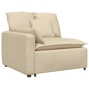 vidaXL Modulares Sofa Endmodul mit Armlehne Kissen Creme 100 cm