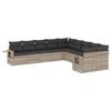 vidaXL 10-tlg. Garten-Sofagarnitur mit Kissen Hellgrau Poly Rattan