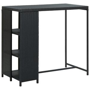 vidaXL Bartisch mit Regal Schwarz 120x60x110 cm Poly Rattan