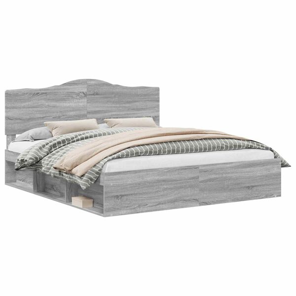 vidaXL Bettrahmen Graues Sonoma 200 x 200 cm Massives Kiefernholz