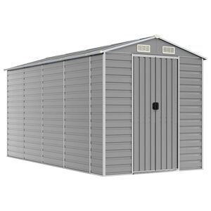 vidaXL Gartenhaus Hellgrau 191x385x198 cm Verzinkter Stahl