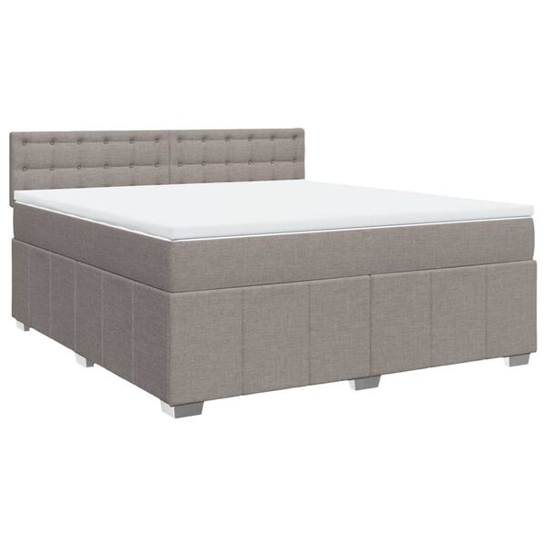 vidaXL Boxspringbett mit Matratze Taupe 180x200 cm Stoff