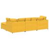 vidaXL Modulares Sofa mit Fu&szlig;hocker Kissen Cordstoff Hellgelb