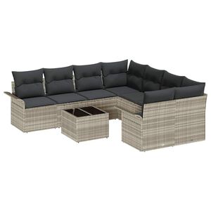 vidaXL Gartensofa-set 9 stk. Hellgrau und Dunkelgrau Poly-Rattan
