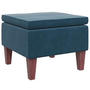 vidaXL Hocker mit Holzbeinen Blau Samt