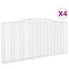 vidaXL Gabionen mit Hochbogen 4 Stk. 400x30x180/200cm Verzinktes Eisen