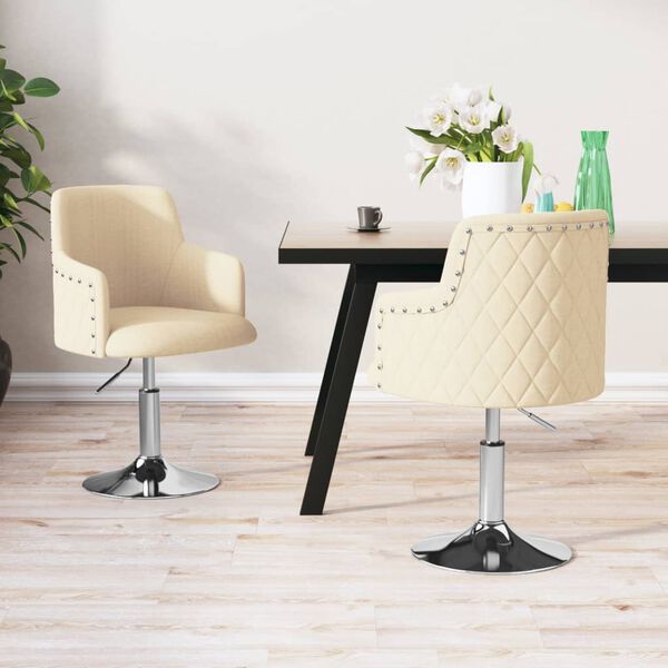 vidaXL Esszimmerst&uuml;hle 2 Stk. Creme Stoff