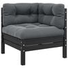 vidaXL Garten-Ecksofa mit Kissen in Schwarz Massivholz Kiefer