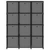 vidaXL W&uuml;rfel-Regal mit Boxen 12 F&auml;cher Schwarz 103x30x141 cm Stoff