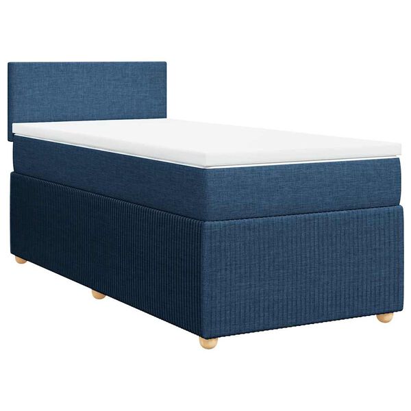 vidaXL Boxspringbett mit Matratze Blau 90x200 cm Stoff