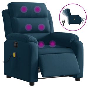 vidaXL Massagesessel Elektrisch Blau Samt