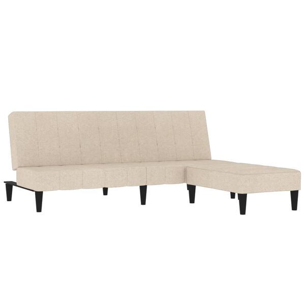 vidaXL Schlafsofa 2-Sitzer mit Hocker Creme Mikrofasergewebe