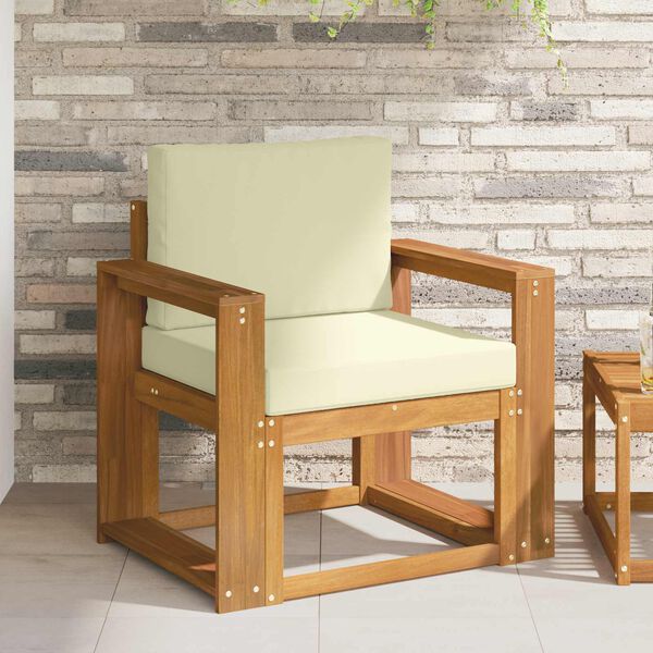 vidaXL Outdoor-Sofa Massives Akazienholz und Polyester Natur