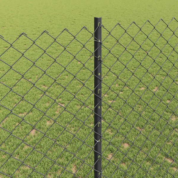 vidaXL Zaun mit Pfosten Grau 1,4 x 10 m Stahl und PVC