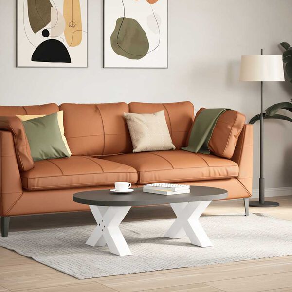 vidaXL Couchtischbeine X-Form 2 Stk. Wei&szlig; 60x(30-31) cm Stahl