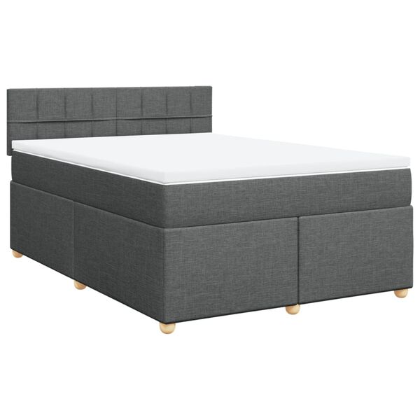 vidaXL Boxspringbett mit Matratze Dunkelgrau 140x190 cm Stoff