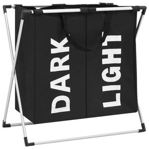 vidaXL W&auml;schesortierer mit 2 F&auml;chern Schwarz