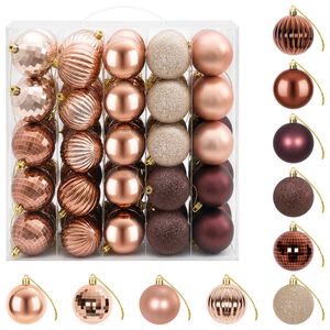 vidaXL Weihnachtskugelset 75 stk. Champagner und Braun 6 cm Polystyrol