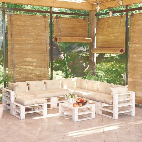 vidaXL 9-tlg. Garten-Lounge-Set aus Paletten mit Kissen Kiefernholz