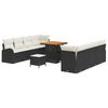 vidaXL Garten-Sofa-Set mit Kissen 11 pcs Schwarz Poly Rattan