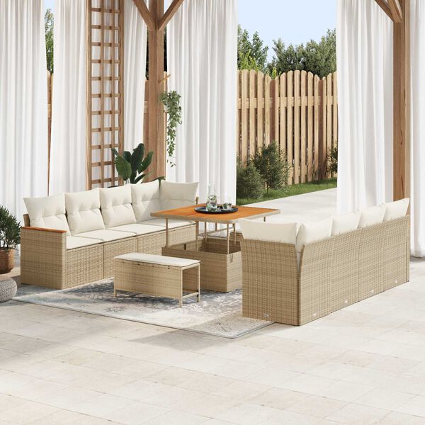 vidaXL Gartensofa-set 11 pcs Beige Poly-Rattan