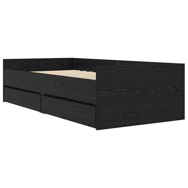 vidaXL Bettrahmen mit Schubladen Schwarz Eichen-Optik 90 x 200 cm