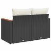 vidaXL Gartensofa mit Kissen 2-Sitzer Schwarz Poly Rattan