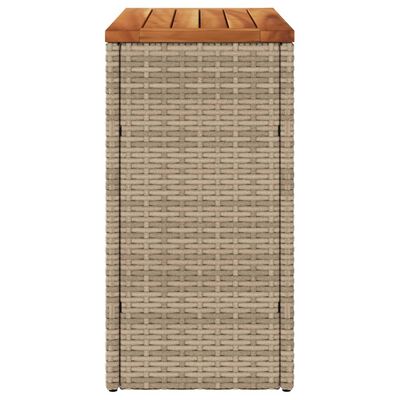 vidaXL Garten-Beistelltisch Holzplatte Beige 58x27,5x55 cm Poly Rattan
