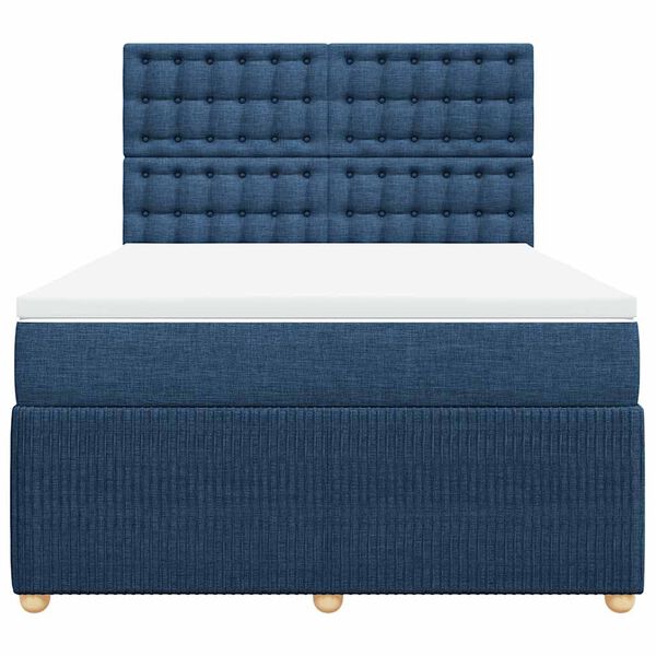 vidaXL Boxspringbett mit Matratze Blau 140x190 cm Stoff