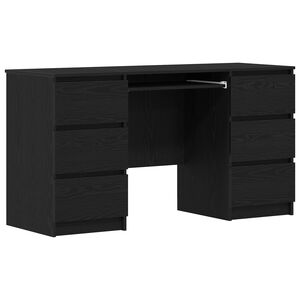 vidaXL Schreibtisch mit Speicher Schwarz Eichen-Optik 140 x 50 x 76 cm