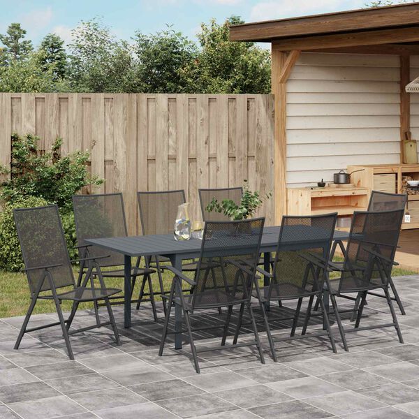 vidaXL Garten Essgruppe 9 pcs Anthrazit Stahl