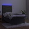 vidaXL Boxspringbett mit Matratze & LED Dunkelgrau 90x190 cm Samt