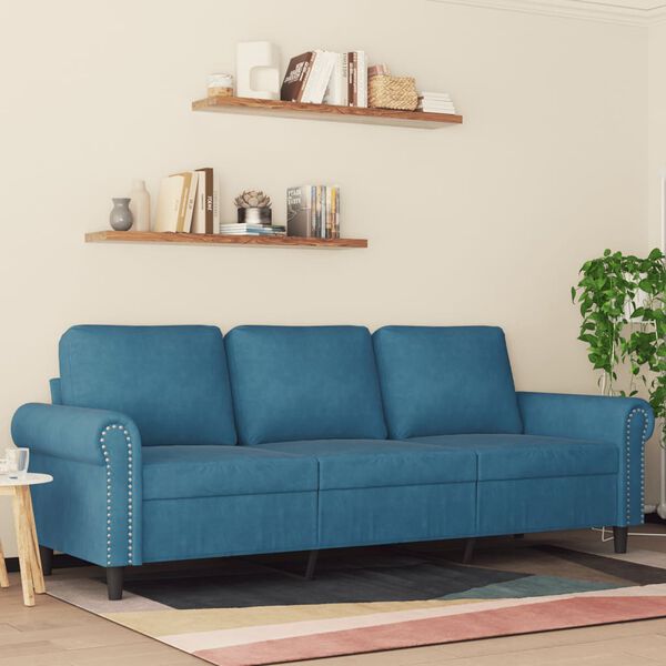 vidaXL 3-Sitzer-Sofa Blau 180 cm Samt