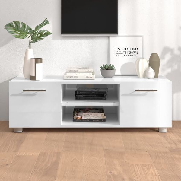 vidaXL TV-Schrank Hochglanz-Wei&szlig; 110x40x35 cm Holzwerkstoff