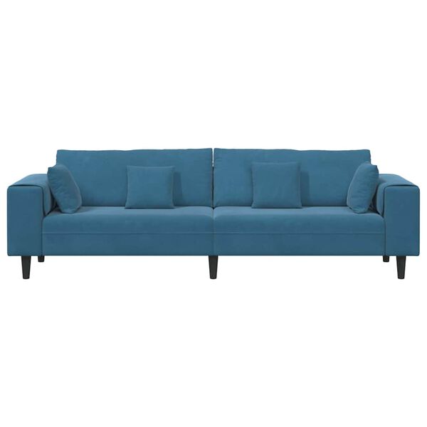 vidaXL Samt Sofa mit Kissen Blau 208 cm Samt