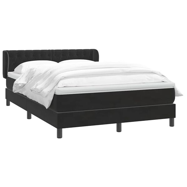 vidaXL Boxspringbett mit Matratze Schwarz 140x210 cm Samt