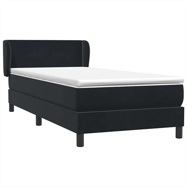 vidaXL Boxspringbett mit Matratze Schwarz 80x210 cm Samt