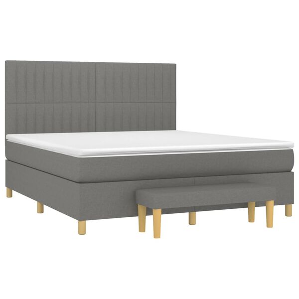 vidaXL Boxspringbett mit Matratze Dunkelgrau 180x200 cm Stoff