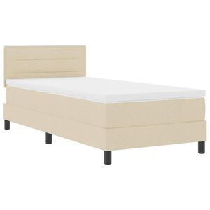 vidaXL Boxspringbett mit Matratze mit LED Creme 90 x 190 cm Stoff