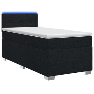 vidaXL Boxspringbett mit Matratze und LED Schwarz 90 x 190 cm Stoff