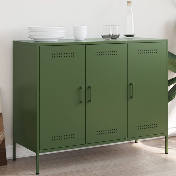 vidaXL Sideboard Olivgr&uuml;n 100,5x39x79 cm Stahl