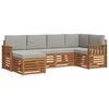vidaXL Outdoor-Sofagarnitur 6 Stk. Nat&uuml;rlich und Hellgrau Polyester
