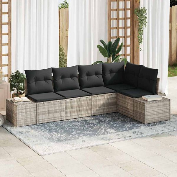 vidaXL Gartensofa-set 5 pcs Hellgrau Poly-Rattan